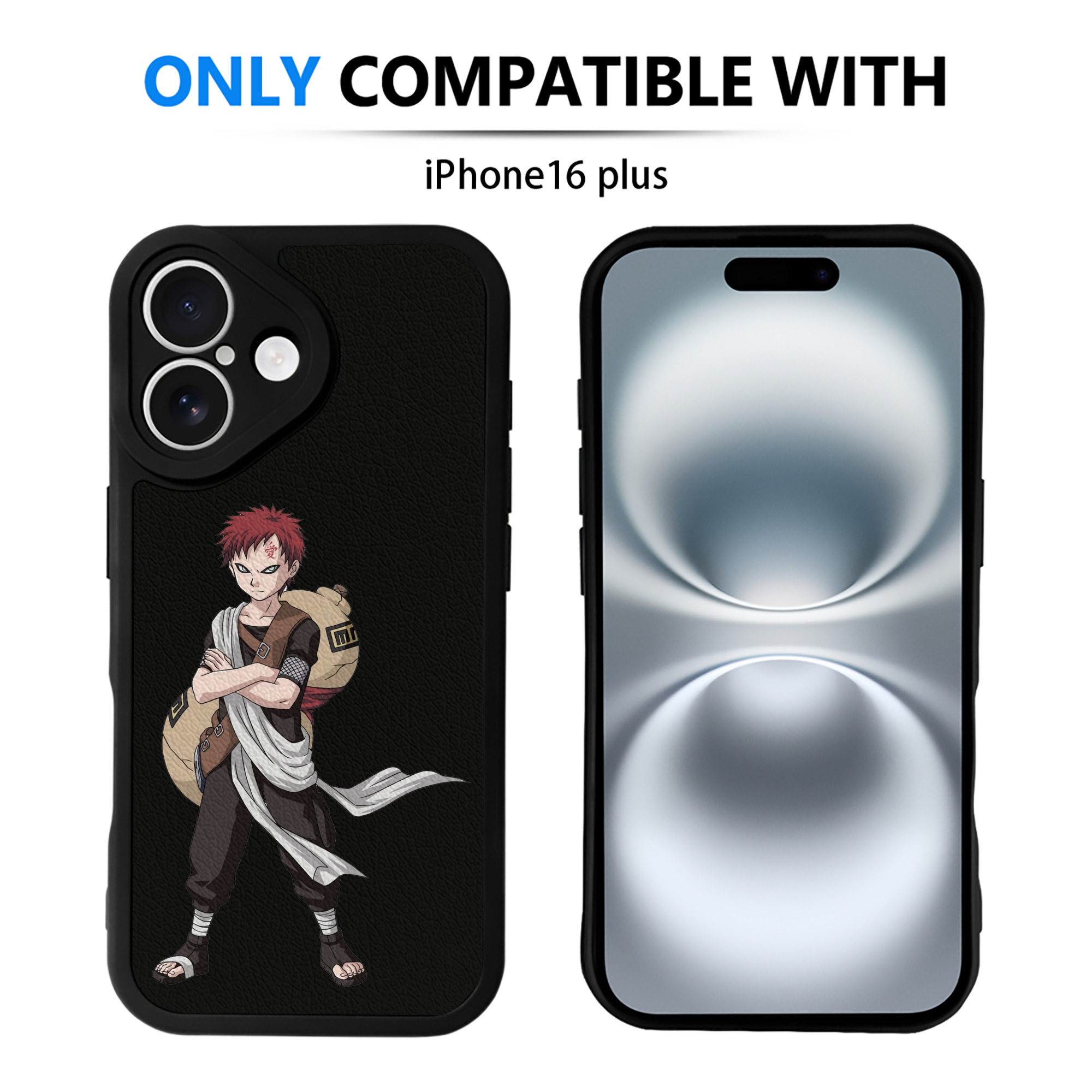 （画像用） NARUTO -ナルト- ガアラ Gaara 【iPhone 16シリーズ対応】シリコンスマホケース（レザー調） 材質：シリコン